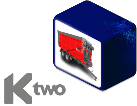 Logotipo de KTwo junto a uno de sus remolques