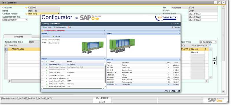 Captura de pantalla de CIS Configurator en SAP Business One