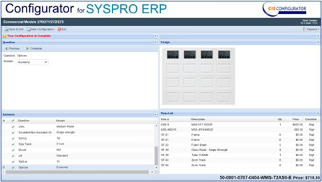Configurador CIS para SYSPRO utilizado para puertas de garaje SafeWays